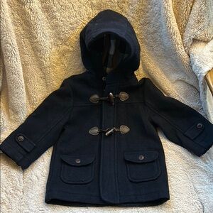 Mayoral Navy Blue Wool Hooded Coat